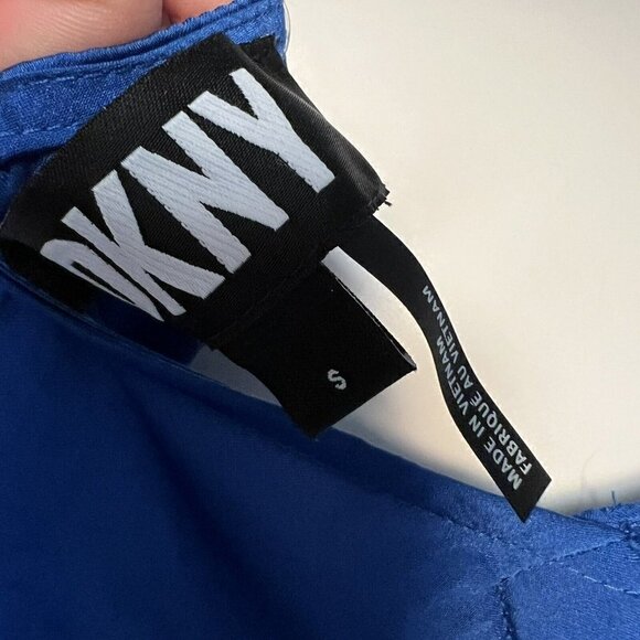 NWT DKNY Silky Satin Maxi Dress SMALL blue Sleeveless V-Neck soft - Picture 12 of 14